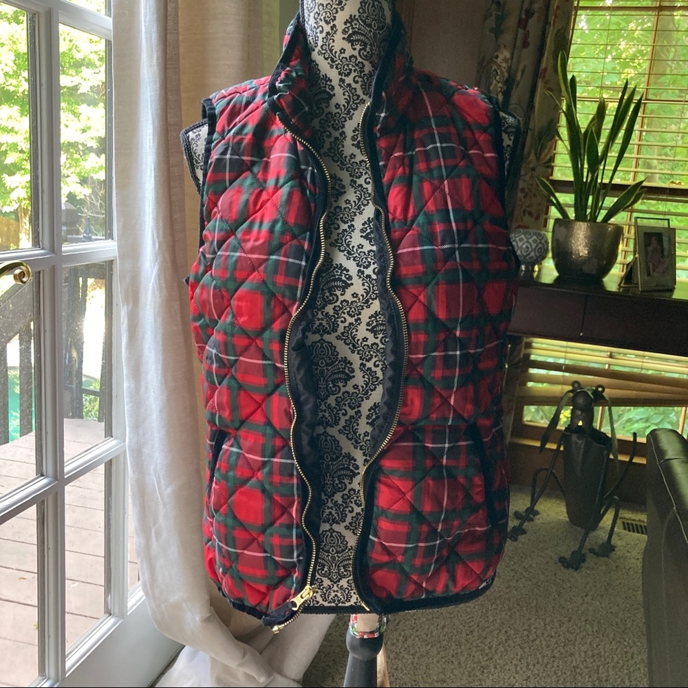 Plaid puffer vest